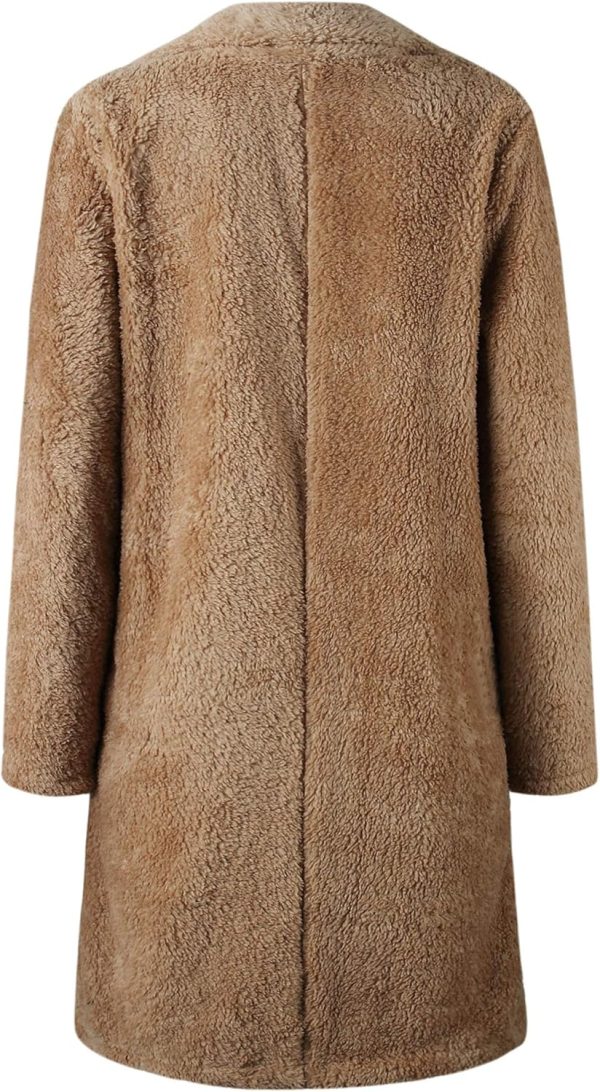 Angashion Women's Fuzzy Fleece Lapel Open Front Long Cardigan Coat Faux Fur Warm Winter Outwear Jackets - Image 6