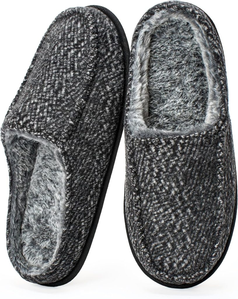 Men's Slip-on Slippers, Memory Foam Padded House Moccasins, Non-Slip Sole Indoor/Outdoor, Soft Plush Lining, Cozy Gifts, Sizes 8-15