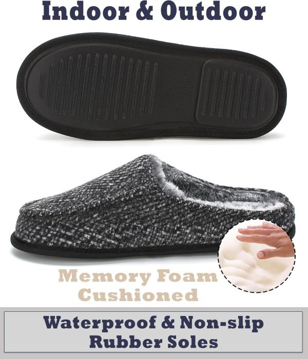 Men's Slip-on Slippers, Memory Foam Padded House Moccasins, Non-Slip Sole Indoor/Outdoor, Soft Plush Lining, Cozy Gifts, Sizes 8-15 - Image 3