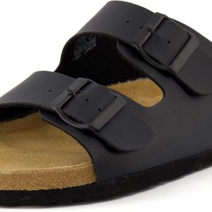 CUSHIONAIRE Men's Lane Cork footbed Sandal with Adjustable Buckle Straps +Comfort