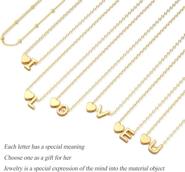 DEARMAY Dainty Initial Heart Gold Bracelets for Women Trendy, 14K Real Gold Letter Charm Bracelet Jewelry Cute Simple Fashion Chain Bracelets for Women Gift - Image 5
