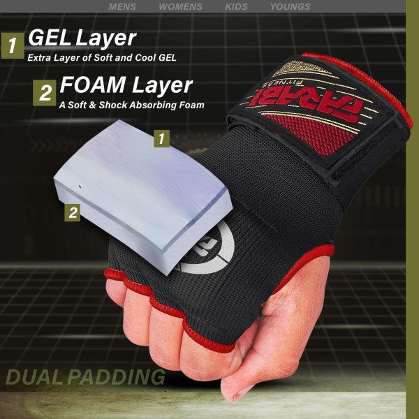 Farabi Sports Gel Padded Inner Gloves Elastic Boxing Hand Wraps for Men & Women Boxing Wraps with Quick 80cm Long Wrist Straps, for MMA, Muay Thai, Kickboxing, Punching and Martial Arts - Image 4