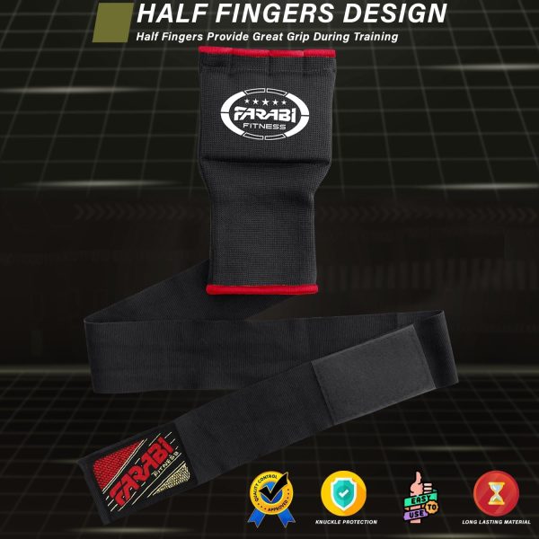 Farabi Sports Gel Padded Inner Gloves Elastic Boxing Hand Wraps for Men & Women Boxing Wraps with Quick 80cm Long Wrist Straps, for MMA, Muay Thai, Kickboxing, Punching and Martial Arts - Image 5