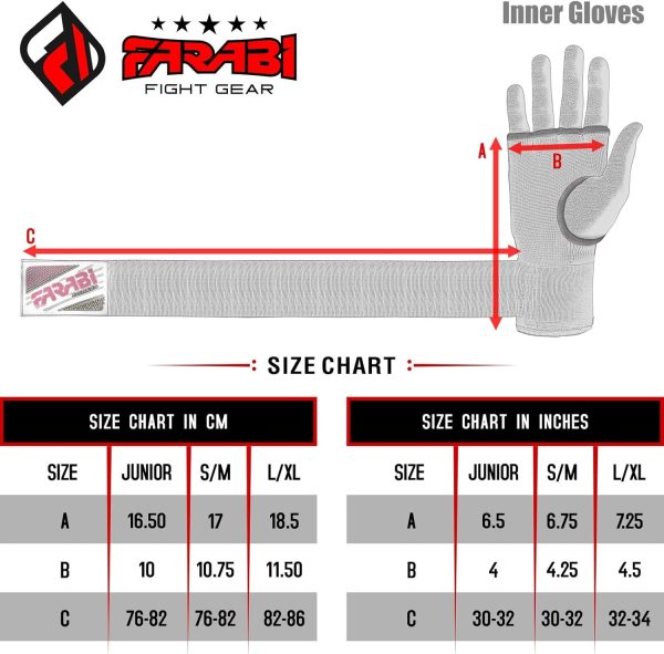 Farabi Sports Gel Padded Inner Gloves Elastic Boxing Hand Wraps for Men & Women Boxing Wraps with Quick 80cm Long Wrist Straps, for MMA, Muay Thai, Kickboxing, Punching and Martial Arts - Image 6