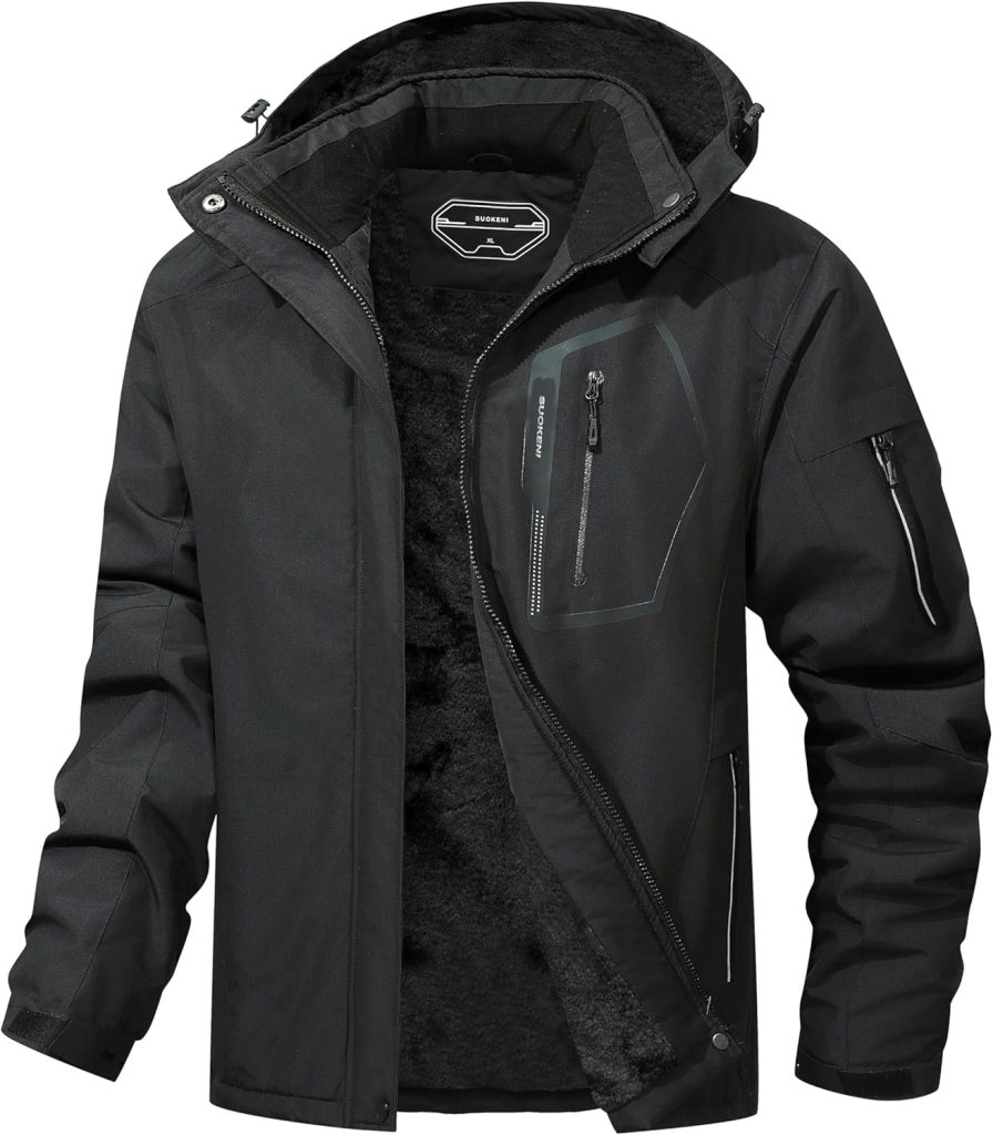 UTWGN Men's Ski Jacket Winter Warm Snow Coat Waterproof Windbreaker Hooded Work Outerwear Snowboarding Jackets
