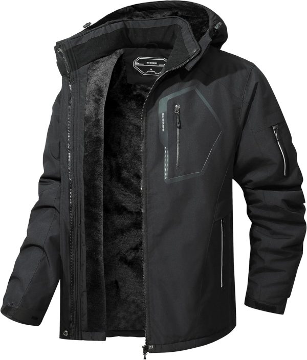 UTWGN Men's Ski Jacket Winter Warm Snow Coat Waterproof Windbreaker Hooded Work Outerwear Snowboarding Jackets - Image 2
