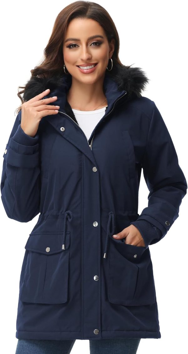 ROYAL MATRIX Women's Parka Coat Winter Warm Parka Jacket Fleece Lined Parka Coat Long Winter Coat with Hood