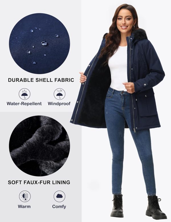 ROYAL MATRIX Women's Parka Coat Winter Warm Parka Jacket Fleece Lined Parka Coat Long Winter Coat with Hood - Image 4