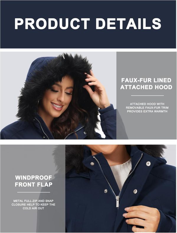 ROYAL MATRIX Women's Parka Coat Winter Warm Parka Jacket Fleece Lined Parka Coat Long Winter Coat with Hood - Image 5