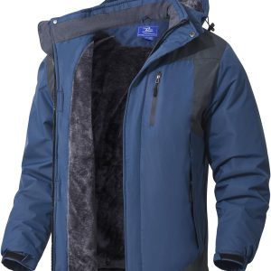 SPOSULEI Mens Skiing Jackets with Hoode Snowboarding Waterproof Fleece Liner Coats Windproof Winter Raincoat Multi Pockets
