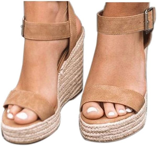 VICKI·VICKI Women's Platform Sandals Wedge Ankle Strap Open Toe Sandals