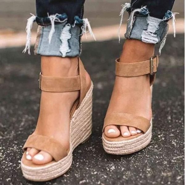 VICKI·VICKI Women's Platform Sandals Wedge Ankle Strap Open Toe Sandals - Image 2