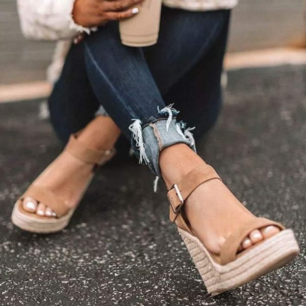 VICKI·VICKI Women's Platform Sandals Wedge Ankle Strap Open Toe Sandals - Image 3