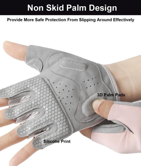 Workout Gloves for Women & Men, Anti-Slip Fingerless Gloves for Weightlifting, Mens Workout Gloves Gym Gloves Fitness Gloves - Image 4