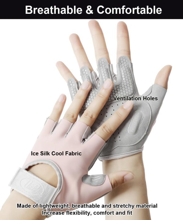 Workout Gloves for Women & Men, Anti-Slip Fingerless Gloves for Weightlifting, Mens Workout Gloves Gym Gloves Fitness Gloves - Image 5